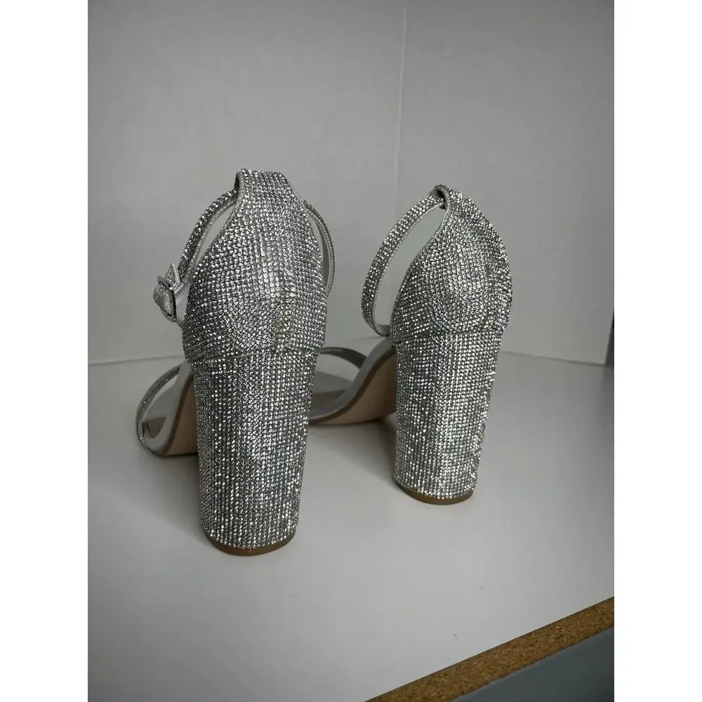 Steve Madden Carrson Crystal Heels Silver Size 10